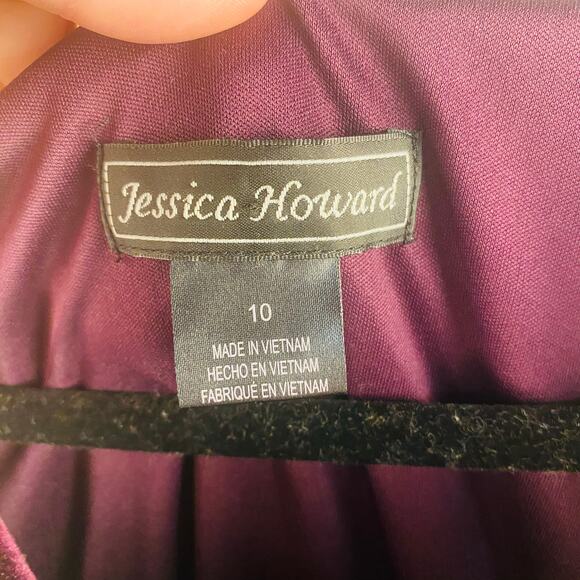 Jessica Howard Purple Velvet Cowl‎ Neck Dress Size 10 - Picture 4 of 8
